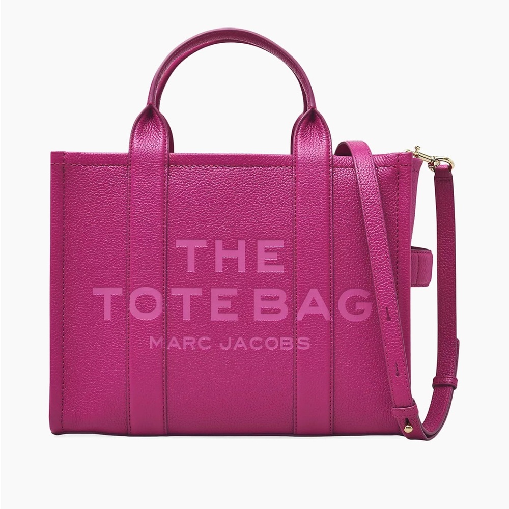 EUC Marc Jacobs Leather Medium “The Tote Bag” in Lipstick Pink w/ Bonus Strap